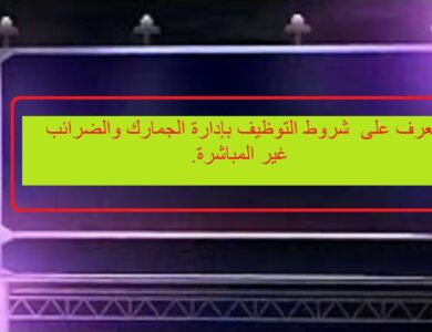 تعرف على  شروط التوظيف بإدارة الجمارك والضرائب غير المباشرة