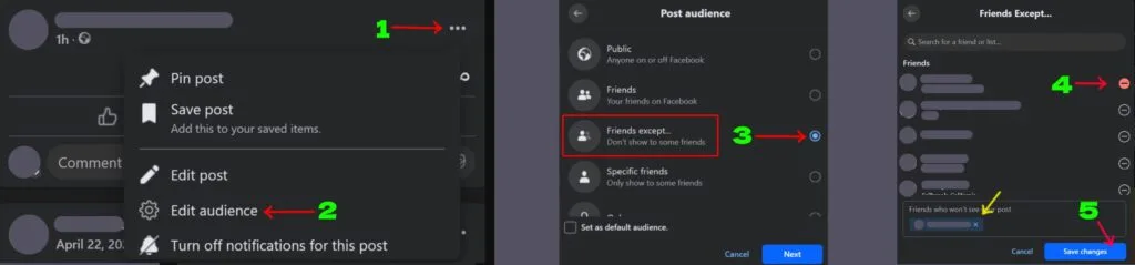 facebook edit privacy post to friends except