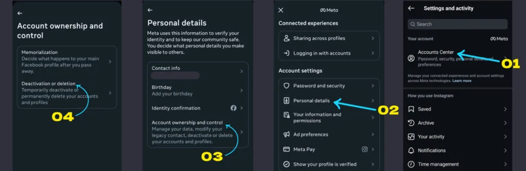 instagram account deactivation steps