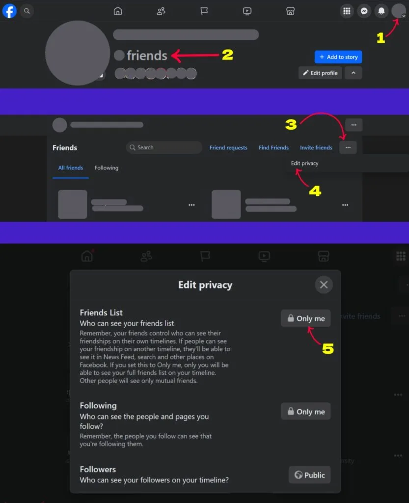 make facebook friends list private on pc