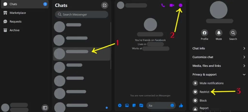 restrict user on messenger pc